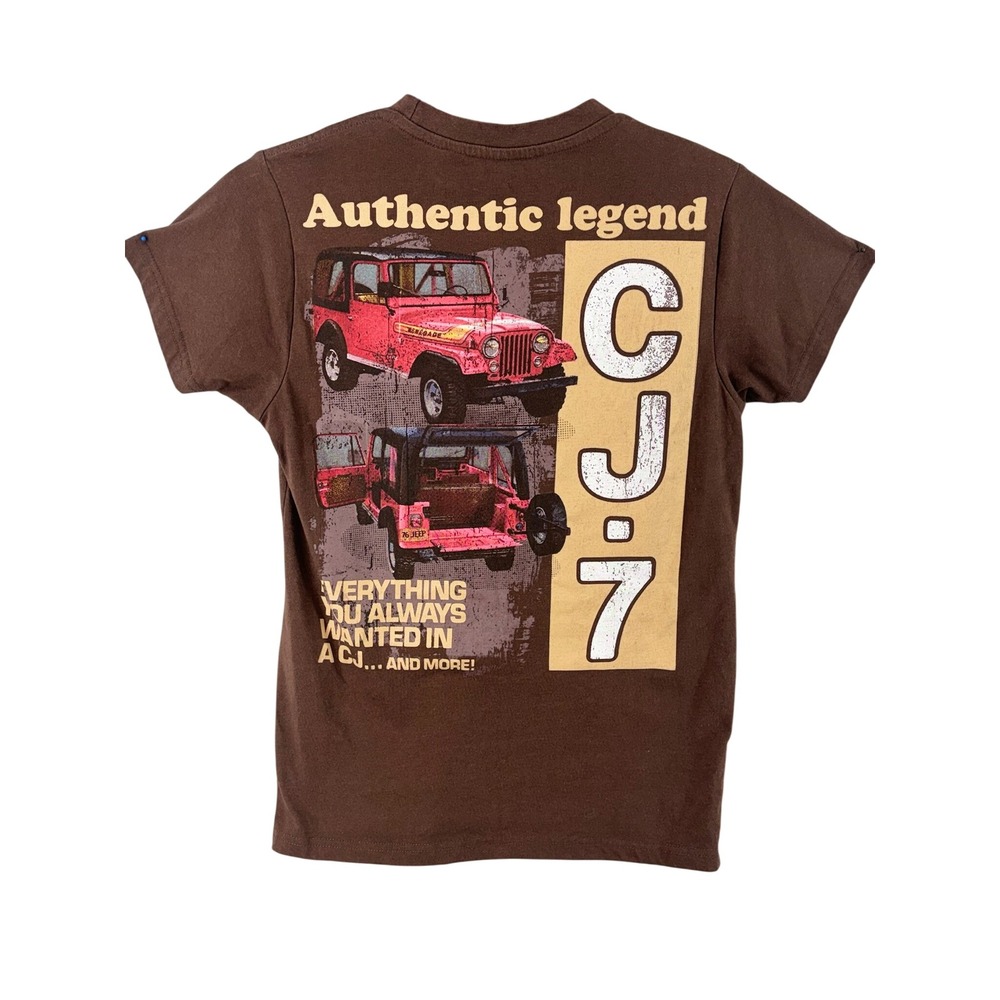 Jeep Spirit Graphic T-Shirt Mens Small Brown CJ-7 Authentic Legend Detroit MI